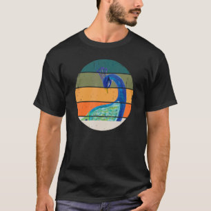 Camiseta Pássaros-Pavões-Pavão-Retro Gráfico Animal