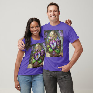 Camiseta Pássaros Sanguinados Violetas Flores Selvagens Ovo