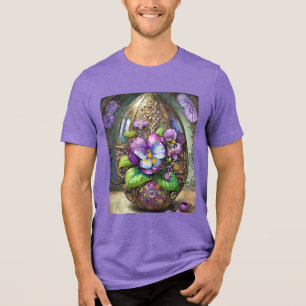 Camiseta Pássaros Sanguinados Violetas Flores Selvagens Ovo