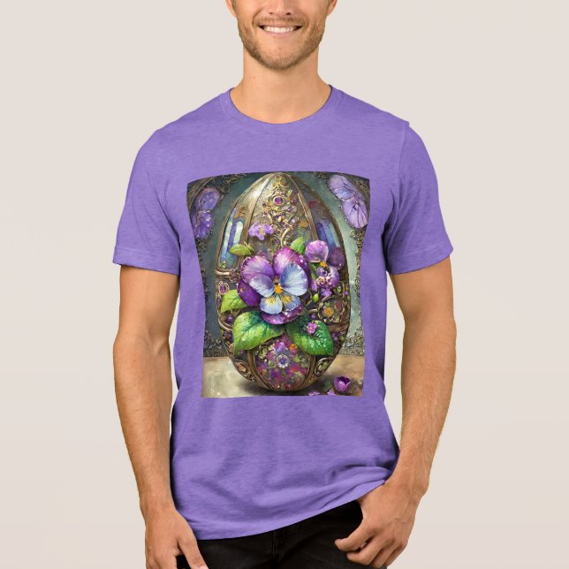 Camiseta Pássaros Sanguinados Violetas Flores Selvagens Ovo (Frente)