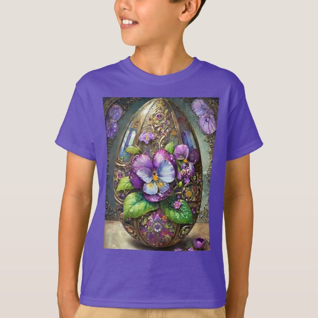 Camiseta Pássaros Sanguinados Violetas Flores Selvagens Ovo (Frente)