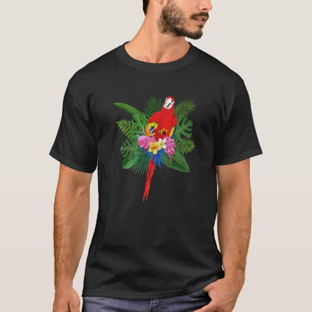 Camiseta Pássaros Selvagens Flores Tropicais (Frente)