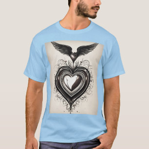 Camiseta Pássaros Tatuagem e Design de Arte Sensível"