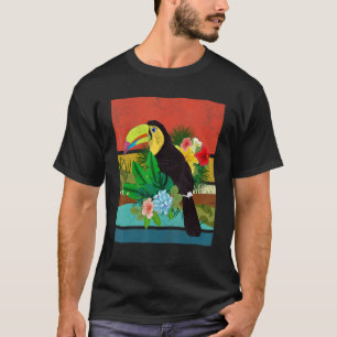Camiseta Pássaros Tropicais Florestas Tropicais Retro Tou