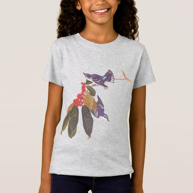 Camiseta Pássaros-vermelhos-azuis de Audubon (Frente)