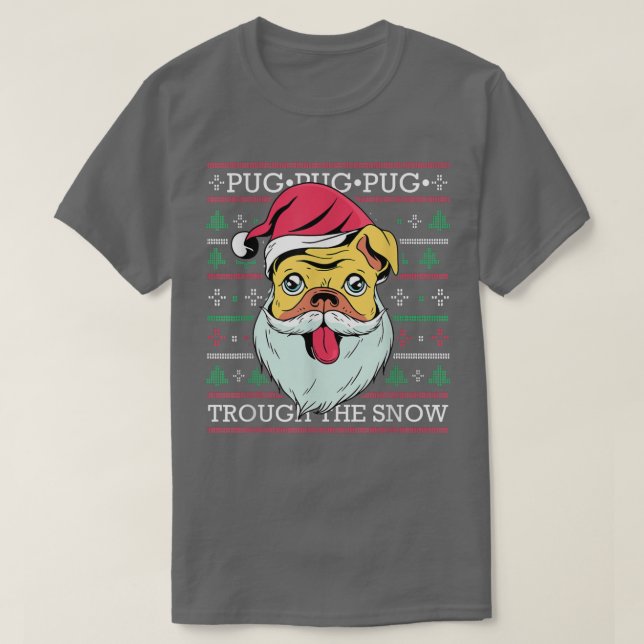 Camiseta Passe a neve com um cão para o Natal (Frente do Design)