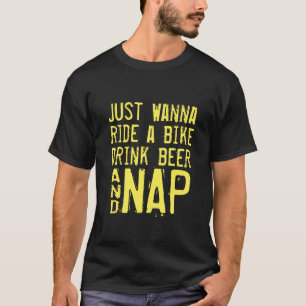 Camiseta passear de bicicleta beber cerveja cochilo engraç