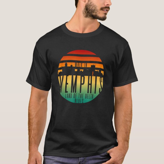Camiseta Passear em Memphis Skyline Retro Vintage Gift (Frente)