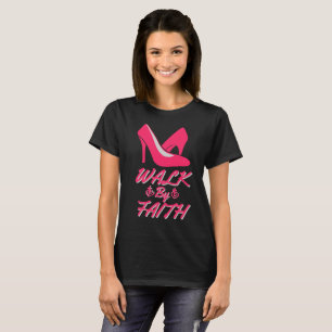 Camiseta Passear por Faith, cor-de-rosa-quente, citação de