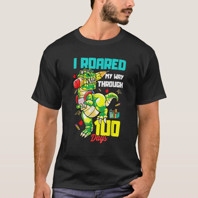 Camiseta Passei Por 100 Dias De Dinosau Escolar (Frente)