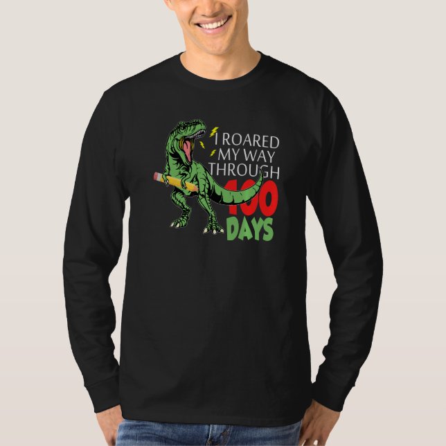 Camiseta Passei Por 100 Dias De Dinosau Escolar (Frente)