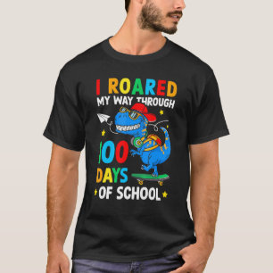Camiseta Passei Por 100 Dias De Dinossauro Escolar