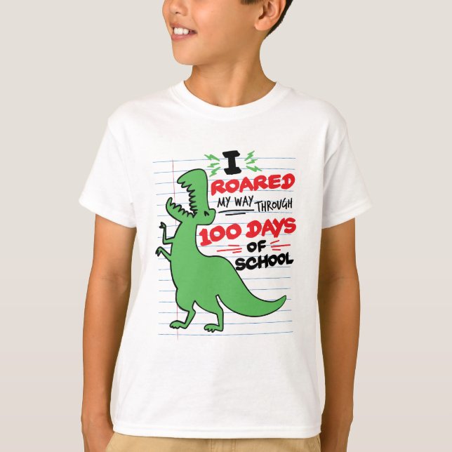 Camiseta Passei Por 100 Dias Na Escola Dino (Frente)