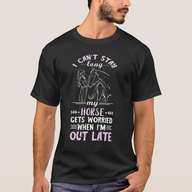 Camiseta Passeio a Cavalo Não Posso Ficar Longo Cavalgando  (Frente)