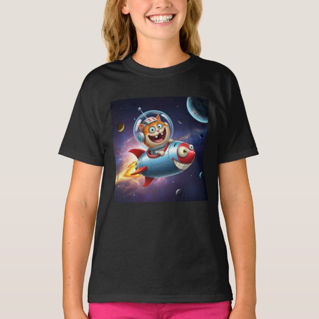 Camiseta Passeio da Kitty Cósmica no Foguete Aventura Diver (Frente)