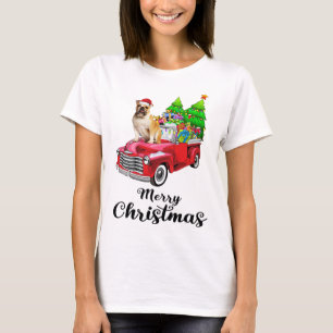 Camiseta Passeio de Buldogue Red Truck Natal Pajama