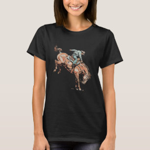 Camiseta Passeio de Cavalo Bucking de Rodeio Vintage Retro