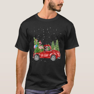 Camiseta Passeio de Flamingo de Natal Caminhão Vermelho Xma