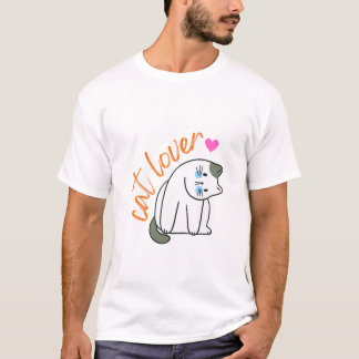 Camiseta Passeio de Gato Elegante – Ilustração Minimalista