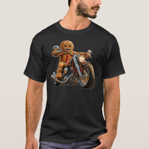 Camiseta Passeio de Natal de Motocicleta de Gingerbread Bik