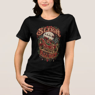 Camiseta Passeio de Trenó o Dia Todo Falso Rhinestone Natal