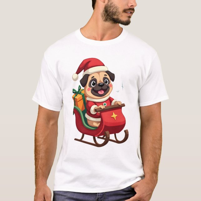Camiseta Passeio de Trenó Pug (Frente)