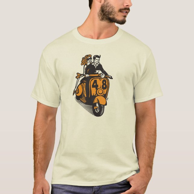 Camiseta Passeio retro do Vespa do vintage (Frente)