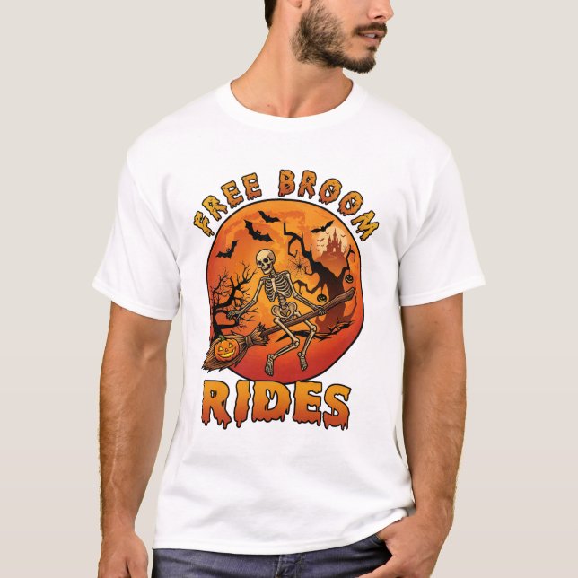 Camiseta Passeios de Vassoura Grátis Abóbora Laranja Esquel (Frente)
