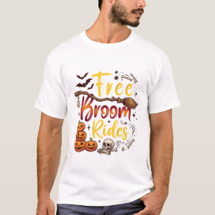 Camiseta Passeios de Vassoura Grátis Abóboras de Halloween