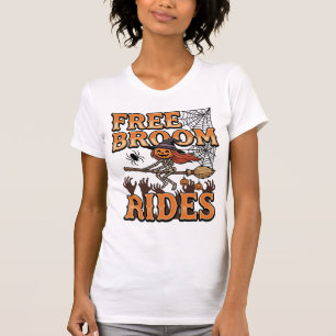 Camiseta Passeios de Vassoura Grátis Desenho de Bruxa de Ha
