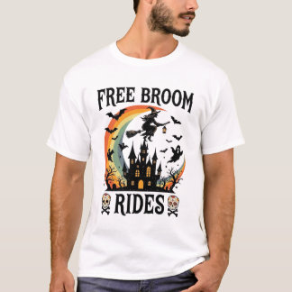 Camiseta Passeios de Vassoura Grátis Halloween Bruxa Castel