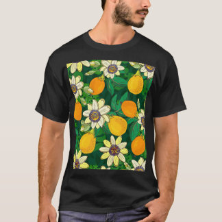 Camiseta Passionflower Bloom: Imagem Preta De Fundo.