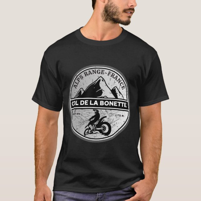 Camiseta Passo comum de la Bonette francês Alpes motobike (Frente)
