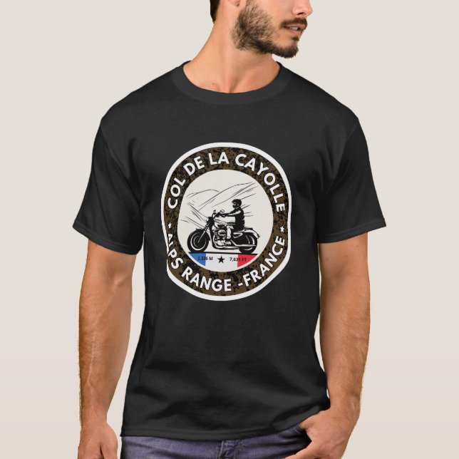 Camiseta Passo comum de la Cayolle francês Alpes motobike (Frente)