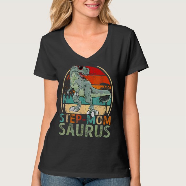 Camiseta Passo Momsaurus Rex Dinossaur Passo Mãe Saurus (Frente)