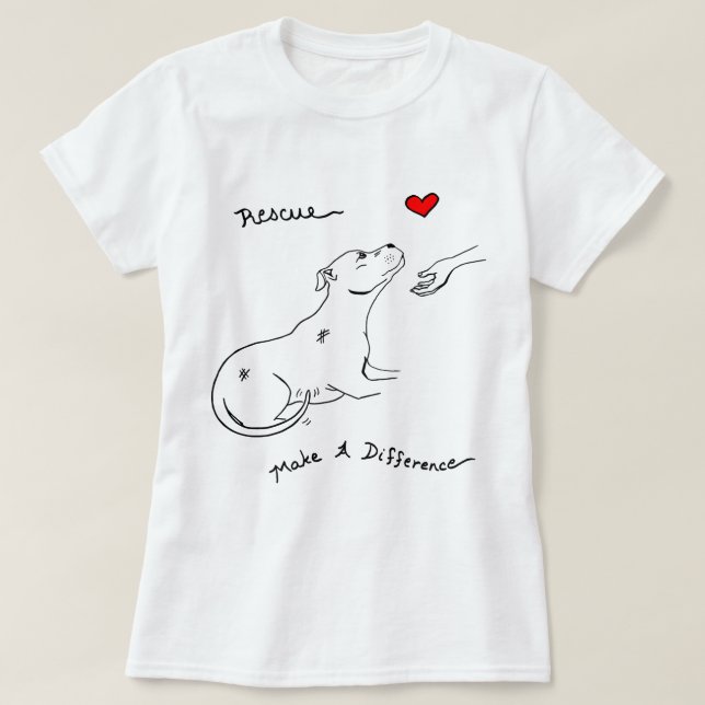 Camiseta Pasta de Proteção do Cão-de-Pitbull Adotar Touro-T (Frente do Design)