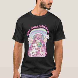 Camiseta Pastel Aesthetic Japonês Kawaii Gato Decora Anime