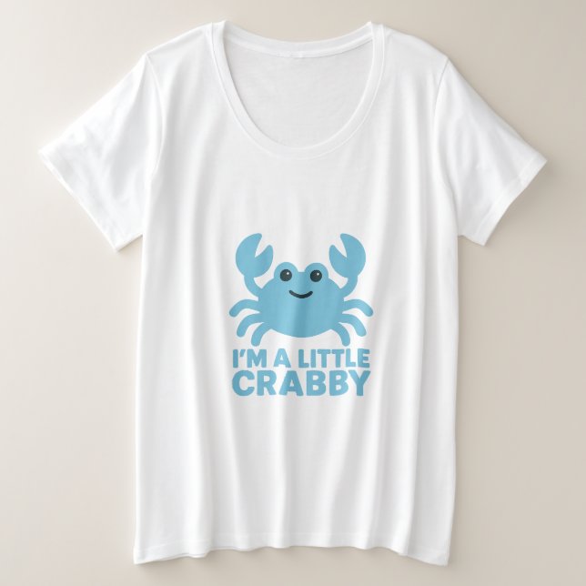 Camiseta Pastel Blue Crab – Gentle “I’m a Little Crabby” (Frente do Design)