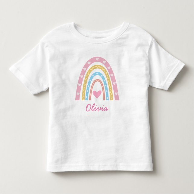 Camiseta Pastel boho arco-íris personalizado (Frente)