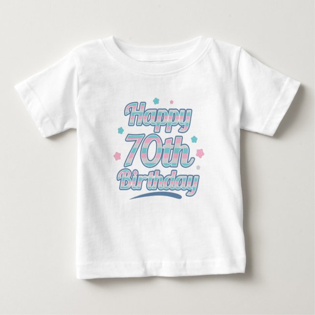Camiseta Pastel Bonito Celebrando o 70 (Frente)