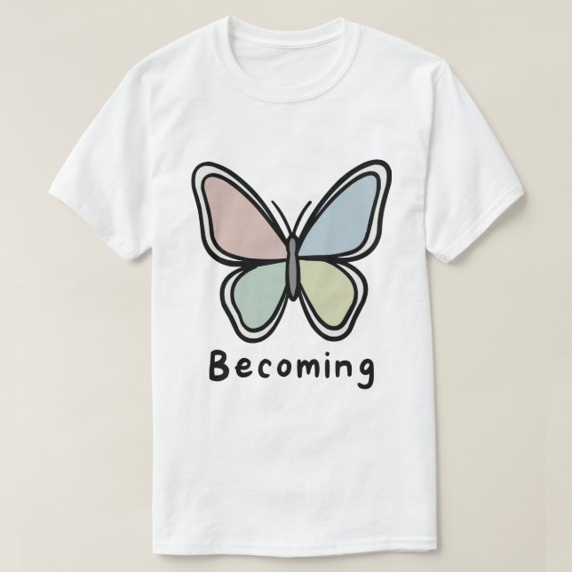 Camiseta Pastel Butterfly Becoming (Frente do Design)