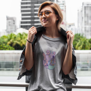 Camiseta Pastel Creepy Cat Eating Ramen