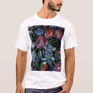 Camiseta Pastel De Óleo Floral: Padrão Sem Costura
