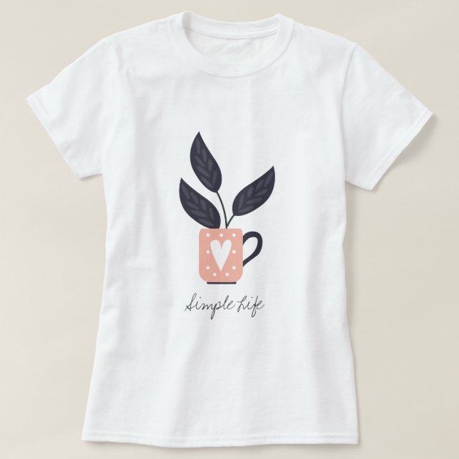 Camiseta Pastel de plantas modernas simples (Frente do Design)