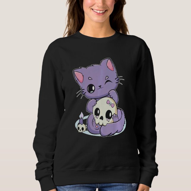 Camiseta Pastel Goth Cat With Magic Item For Witchcore And  (Frente)