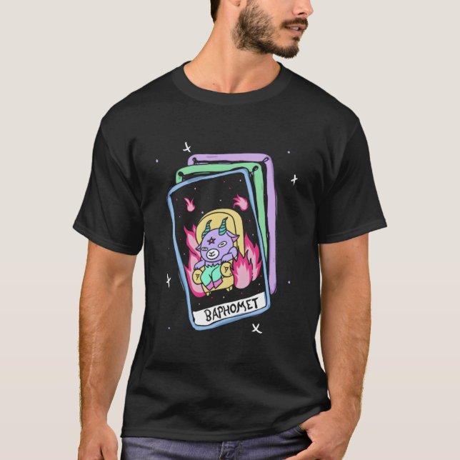 Camiseta Pastel Goth Creepy Kawaii Creepy Tarot Card Baphom (Frente)