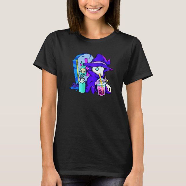 Camiseta Pastel Goth Cute Creepy Plague Doctor Boba Bubble  (Frente)
