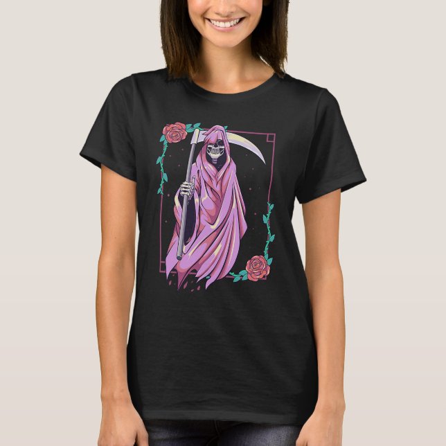 Camiseta Pastel Goth Occult Spooky Grim Reaper Ghost Tarot (Frente)