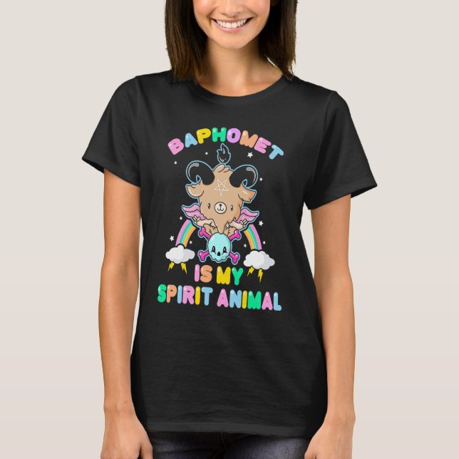 Camiseta Pastel Goth Satanic Emo  Baphomet Is My Spirit Ani (Frente)