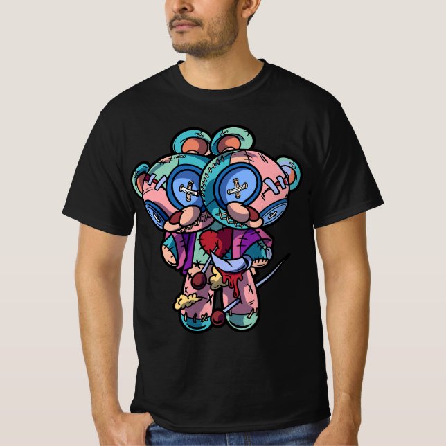 Camiseta Pastel Goth Two Headed Teddy Bear Voodoo Doll For  (Frente)